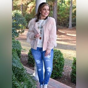 Blush Fabulous Fun Fluffy Sweater Jacket
